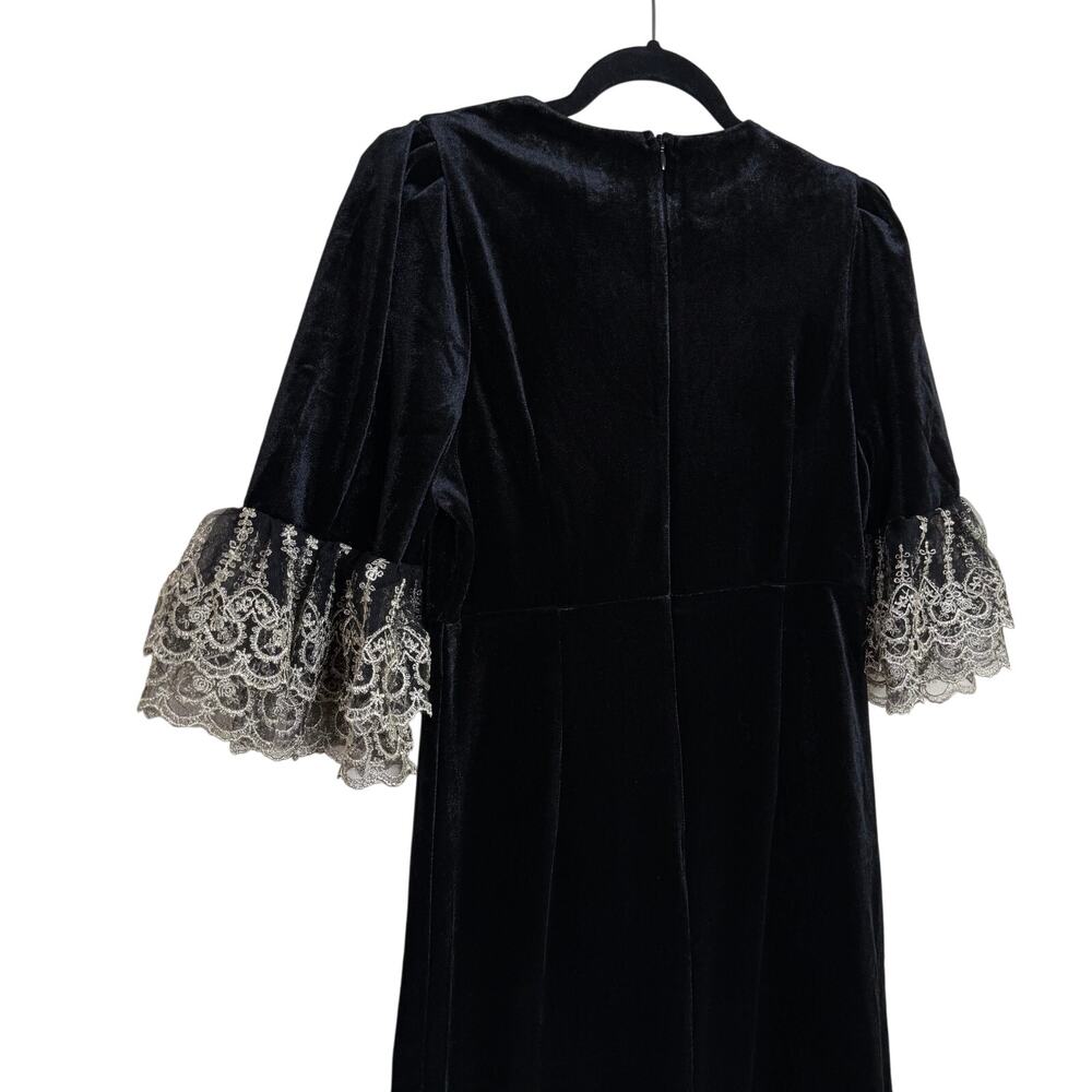 NEW Tuckernuck Pomander Place Black Velvet Lillith Dress Maxi Lace Small $228 - Picture 4 of 4